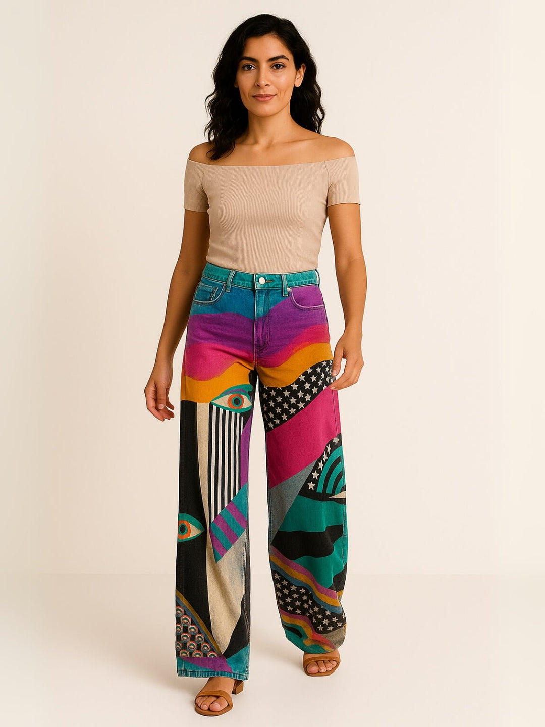 Femme portant Jean Vintage Élianys | Pantalon Boho Vintage