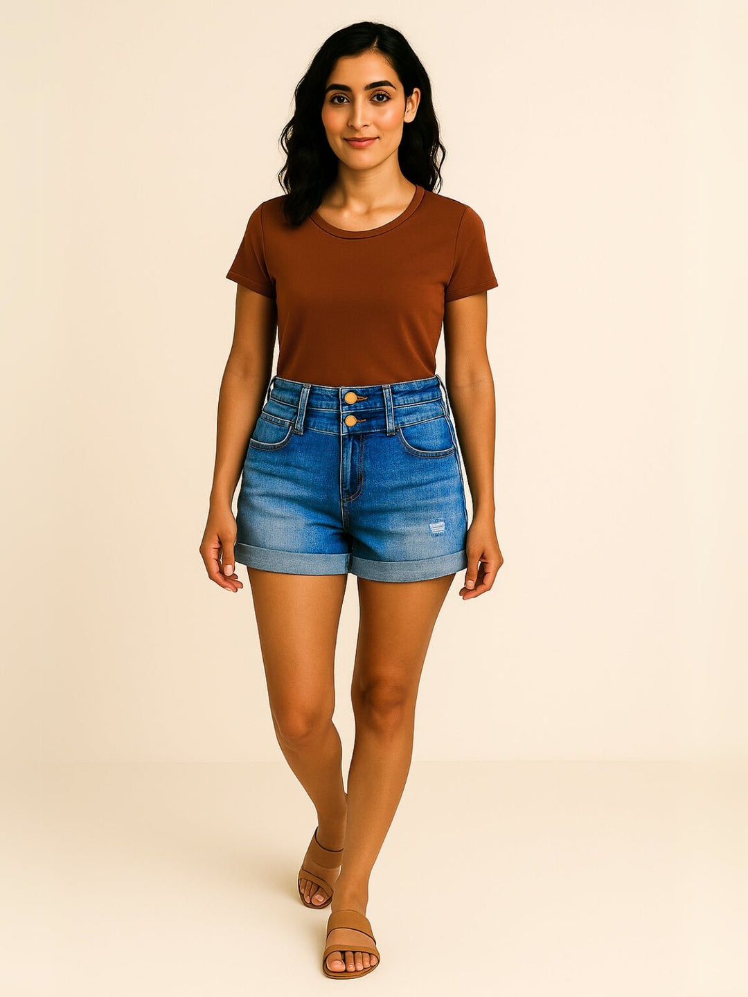 Femme portant Short Séléna | Short en jean décontracté