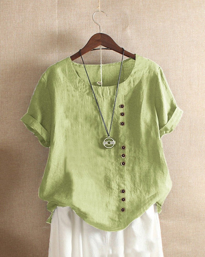 Femme portant T-shirts Alyssa | Blouse Uni à Manches Courtes