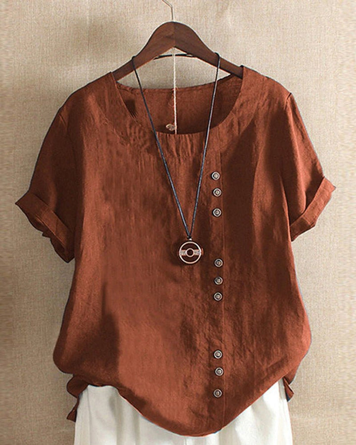 Femme portant T-shirts Alyssa | Blouse Uni à Manches Courtes