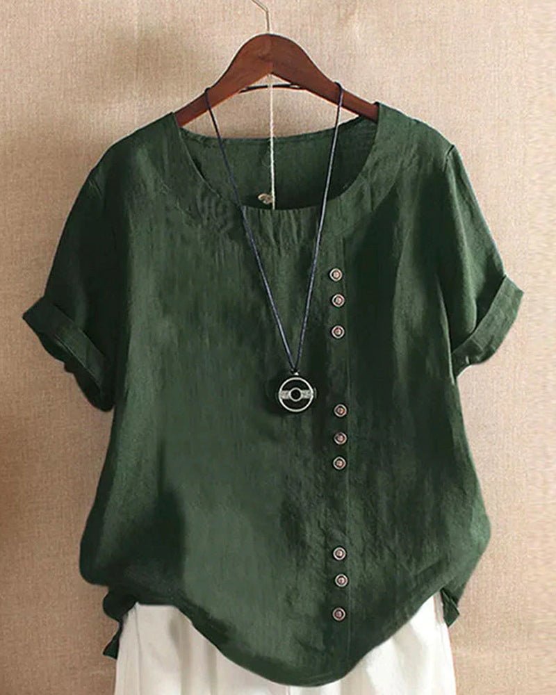 Femme portant T-shirts Alyssa | Blouse Uni à Manches Courtes