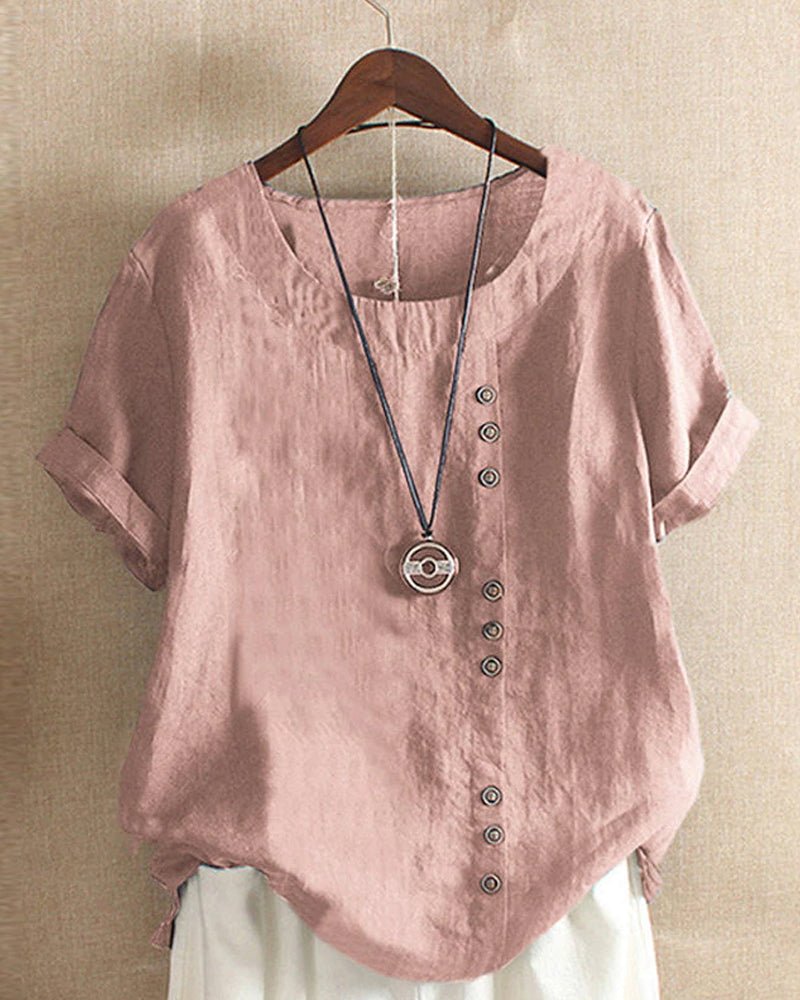 Femme portant T-shirts Alyssa | Blouse Uni à Manches Courtes