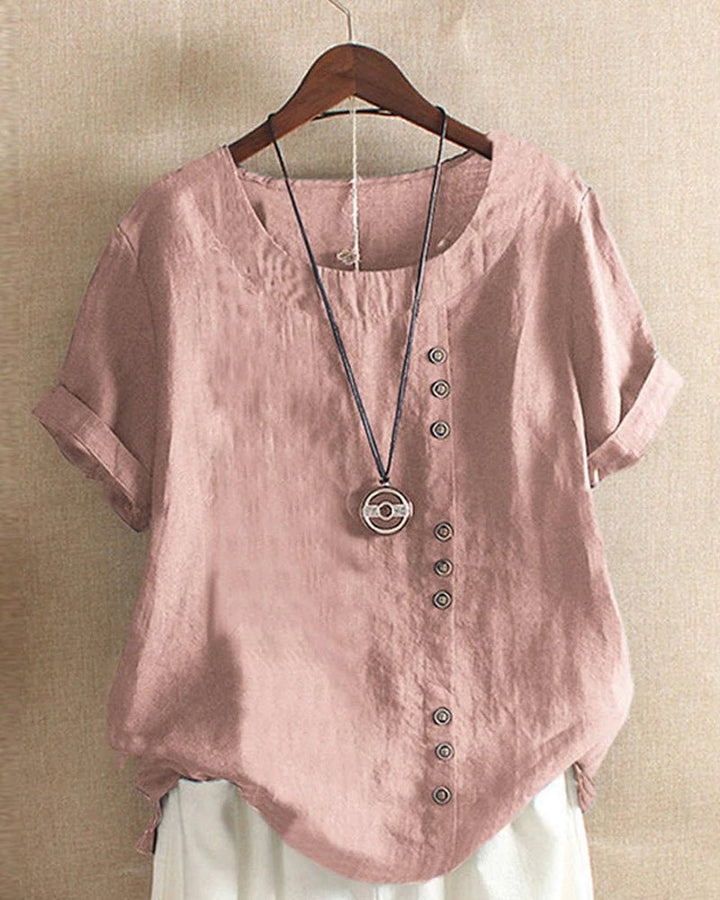 Femme portant T-shirts Alyssa | Blouse Uni à Manches Courtes