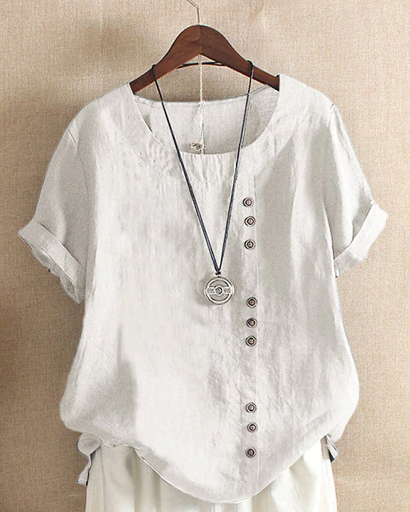 Femme portant T-shirts Alyssa | Blouse Uni à Manches Courtes