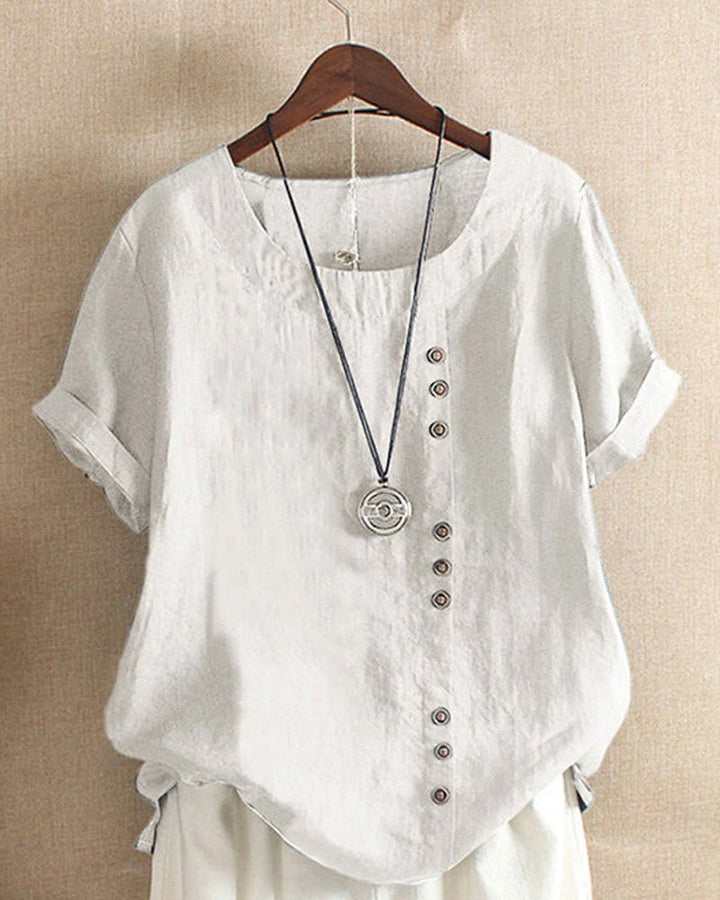 Femme portant T-shirts Alyssa | Blouse Uni à Manches Courtes