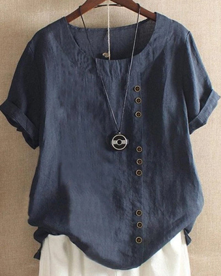 Femme portant T-shirts Alyssa | Blouse Uni à Manches Courtes