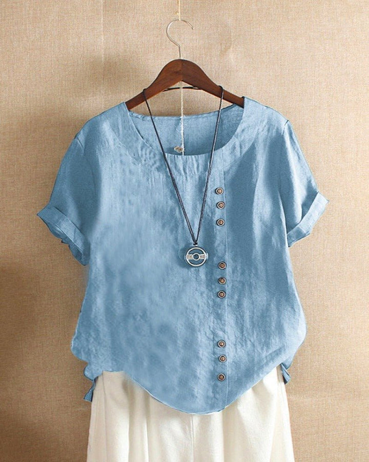 Femme portant T-shirts Alyssa | Blouse Uni à Manches Courtes