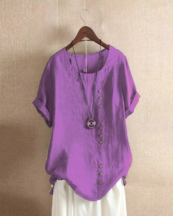 Femme portant T-shirts Alyssa | Blouse Uni à Manches Courtes