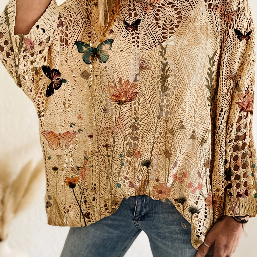 Femme portant Blouse Alyssara | Haut papillon épaules ajourées