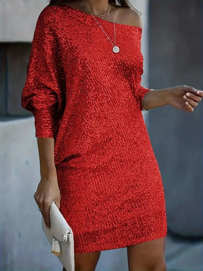 Femme portant Robes Amarélis | Robe de soirée scintillante avec paillettes contrastantes