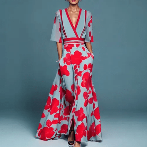 Femme portant Robe de soirée longues Amarisse | Robe Longue Élégante