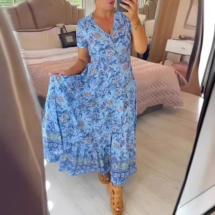 Femme portant Robes Anabelle | Robe élégante à col en V pour femme