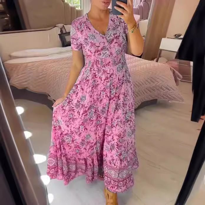 Femme portant Robes Anabelle | Robe élégante à col en V pour femme