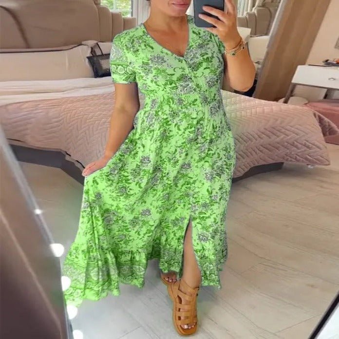 Femme portant Robes Anabelle | Robe élégante à col en V pour femme