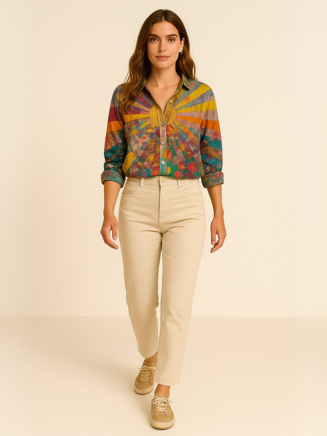 Femme portant Blouse Anna | Blouse bohème à fleurs éclatantes