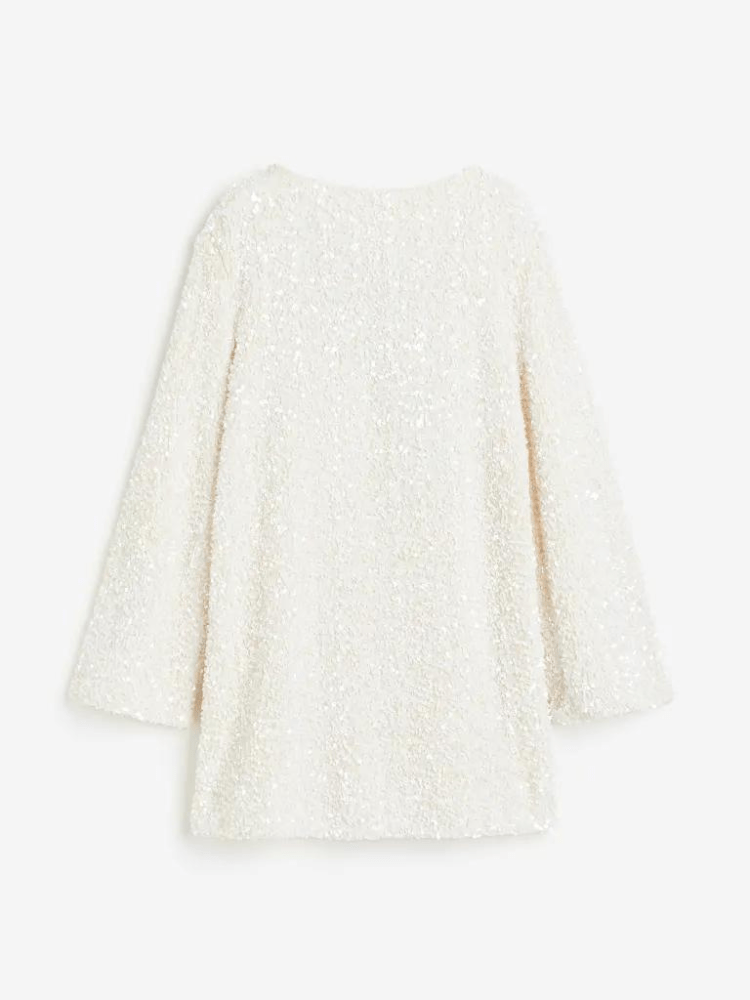 Femme portant Robe Trapèze Ariselle | Robe Blanche De Soirée