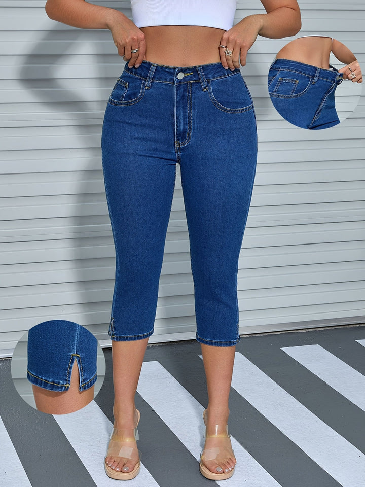 Femme portant Bermuda Arveina | Pantalon Capri stretch taille sculptante