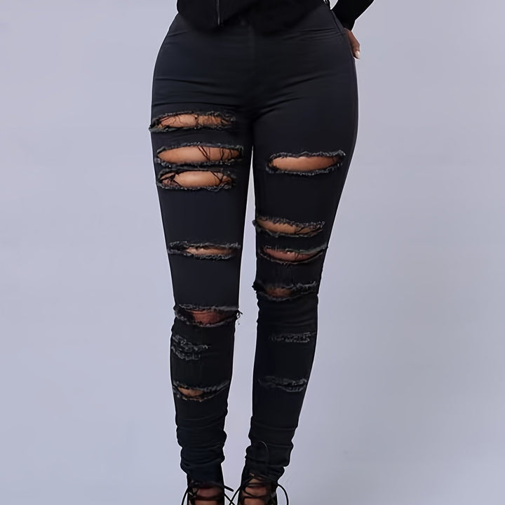 Femme portant Jeans Aurelya | Jean skinny déchiré taille haute