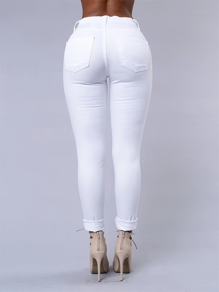 Femme portant Jeans Aurelya | Jean skinny déchiré taille haute
