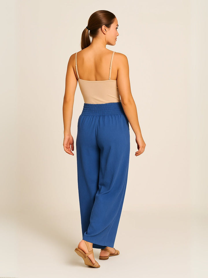 Femme portant Pantalon fluide Aurelyssa | Pantalon plissé à volants évasés