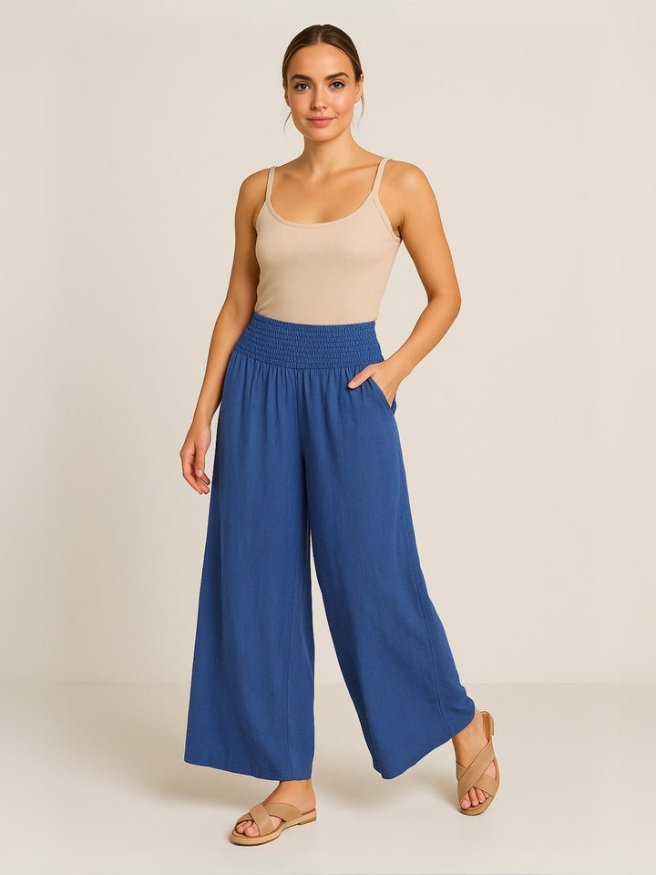 Femme portant Pantalon fluide Aurelyssa | Pantalon plissé à volants évasés