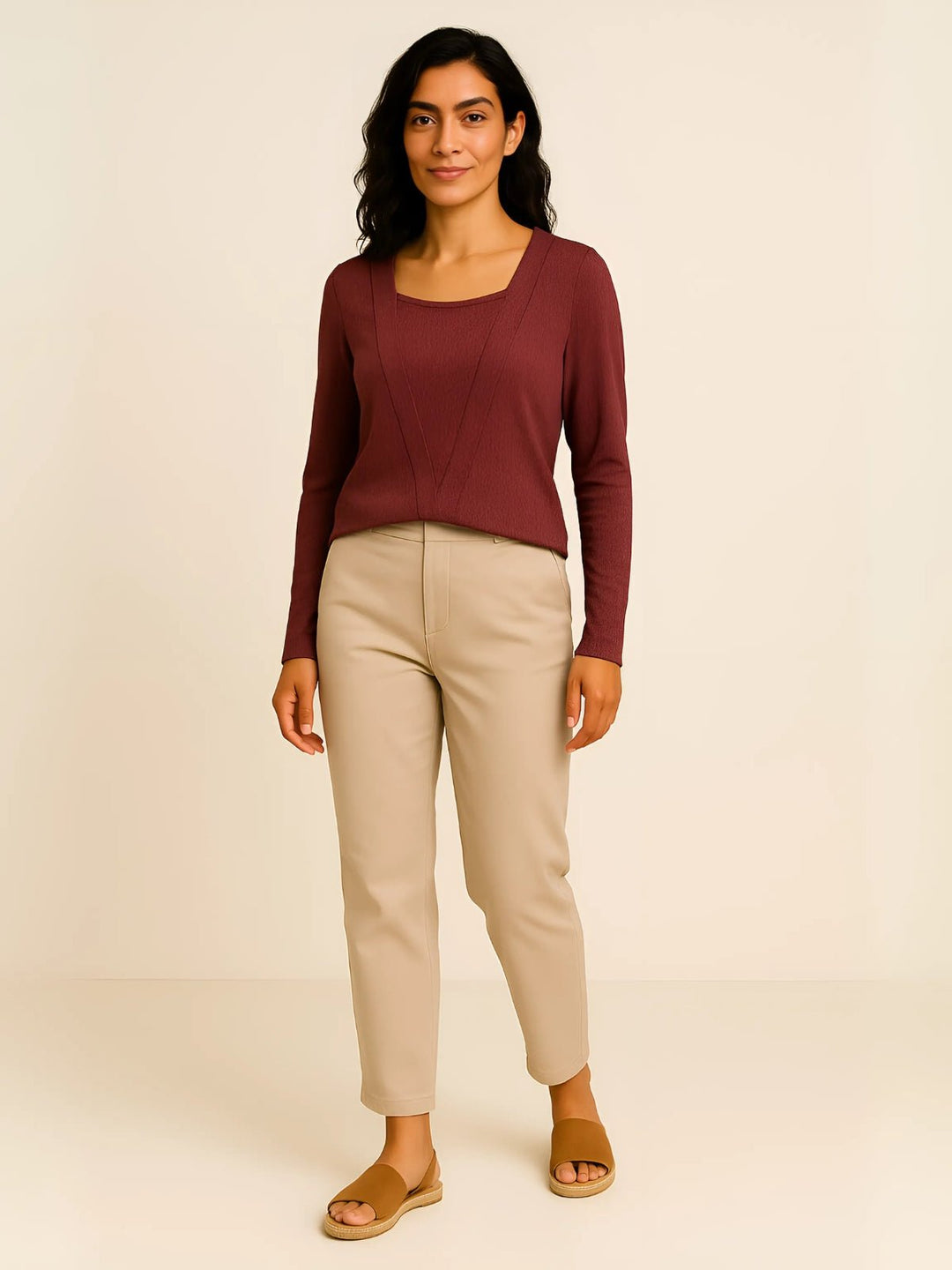 Femme portant Blouse Aurezia | Blouse effet deux pièces vichy chic