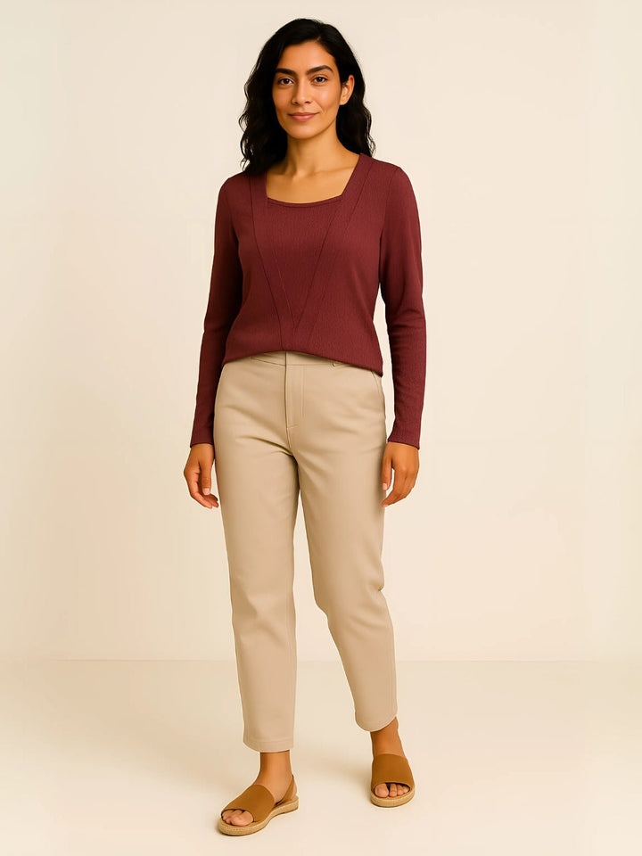 Femme portant Blouse Aurezia | Blouse effet deux pièces vichy chic