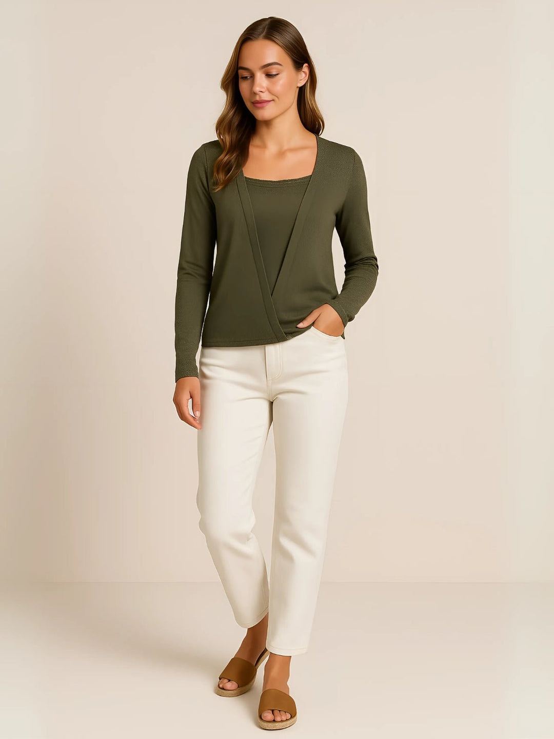 Femme portant Blouse Aurezia | Blouse effet deux pièces vichy chic