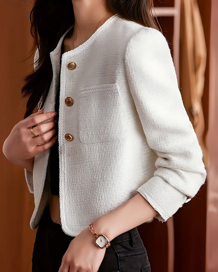 Femme portant Veste Calista | Manteau Court en Tweed