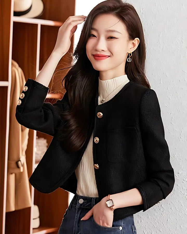 Femme portant Veste Calista | Manteau Court en Tweed
