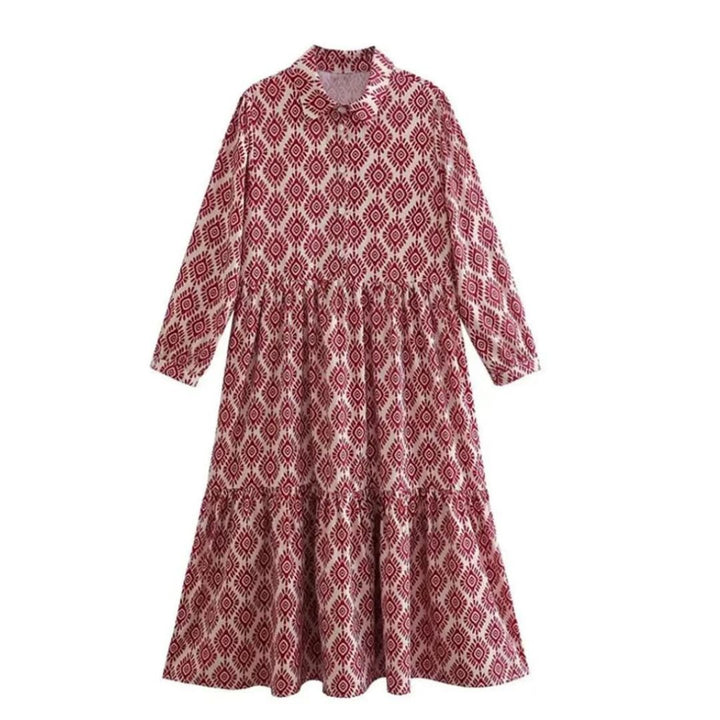 Femme portant Robes Caralina | Robe à manches longues à motifs géométriques pour femme