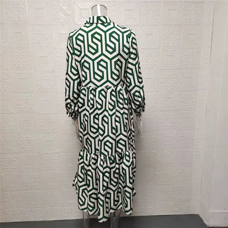 Femme portant Robes Caralina | Robe à manches longues à motifs géométriques pour femme