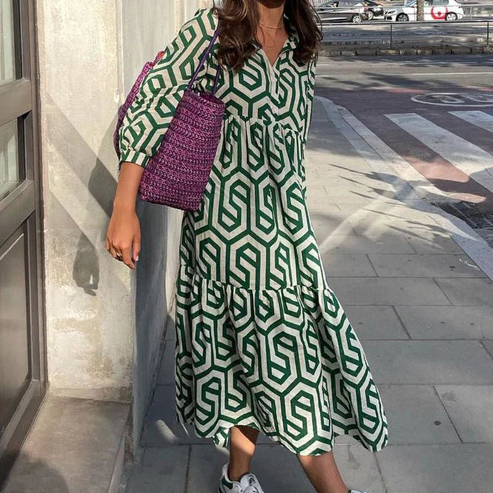 Femme portant Robes Caralina | Robe à manches longues à motifs géométriques pour femme
