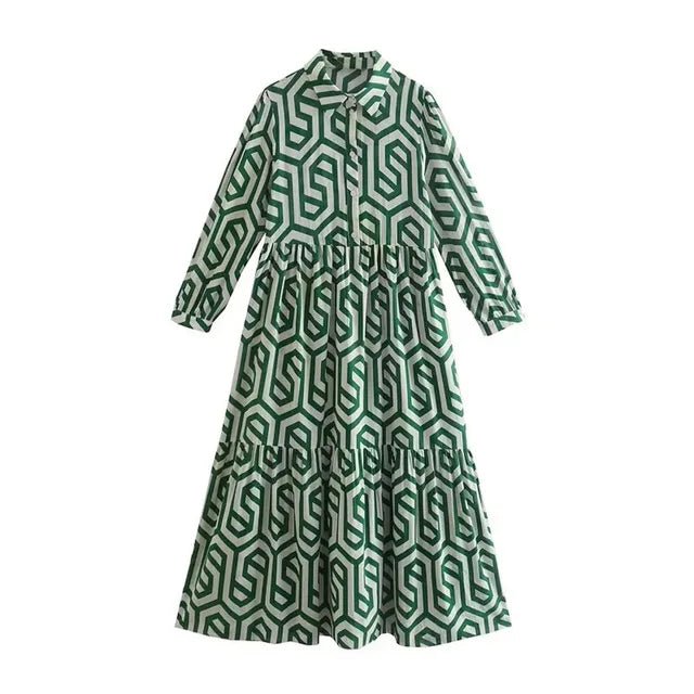 Femme portant Robes Caralina | Robe à manches longues à motifs géométriques pour femme