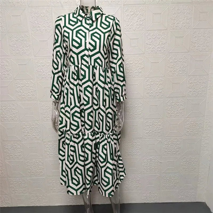 Femme portant Robes Caralina | Robe à manches longues à motifs géométriques pour femme