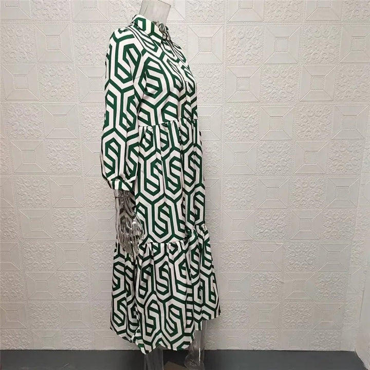 Femme portant Robes Caralina | Robe à manches longues à motifs géométriques pour femme