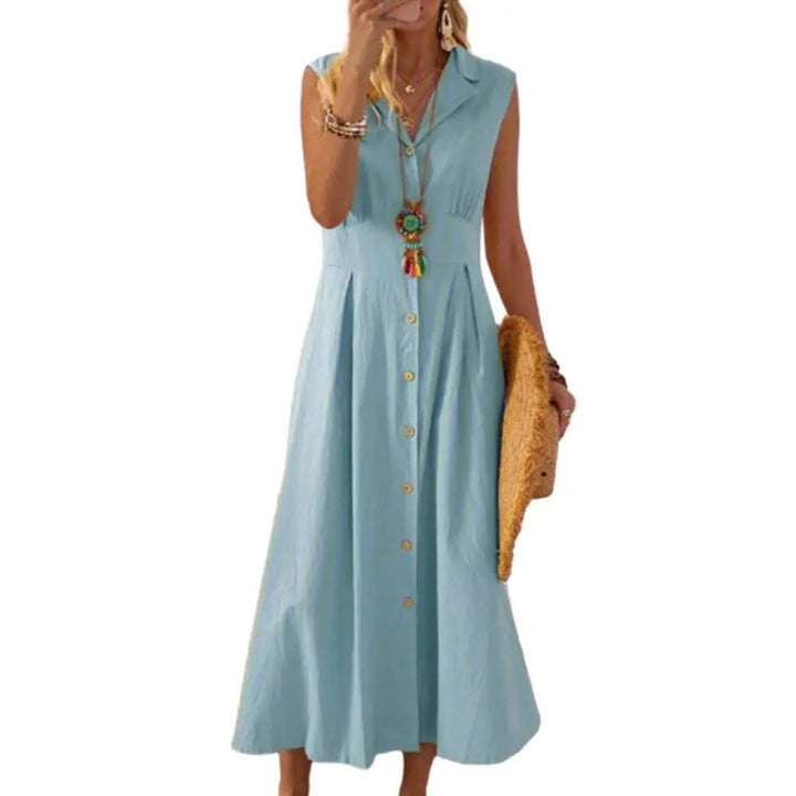 Femme portant Robes Celestia | Robe maxi décontractée sans manches pour femme