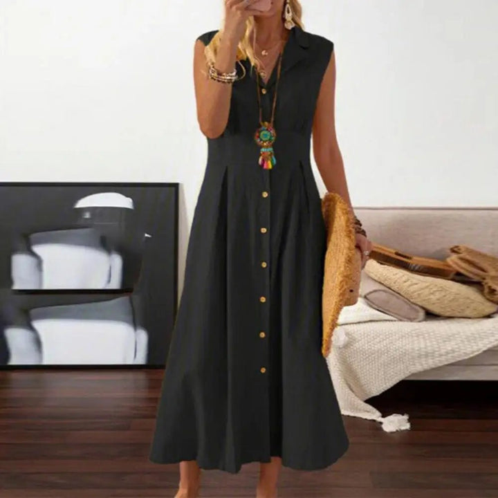 Femme portant Robes Celestia | Robe maxi décontractée sans manches pour femme