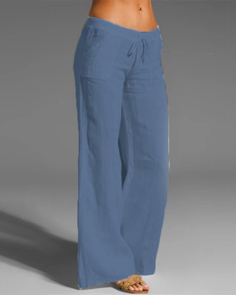 Femme portant Pantalons Clarisse | Pantalon Femme à Jambes Larges | Élégance et Confort