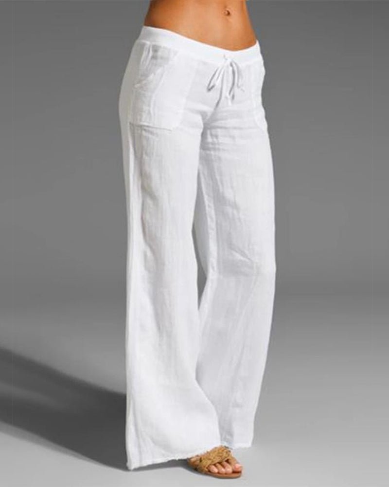Femme portant Pantalons Clarisse | Pantalon Femme à Jambes Larges | Élégance et Confort