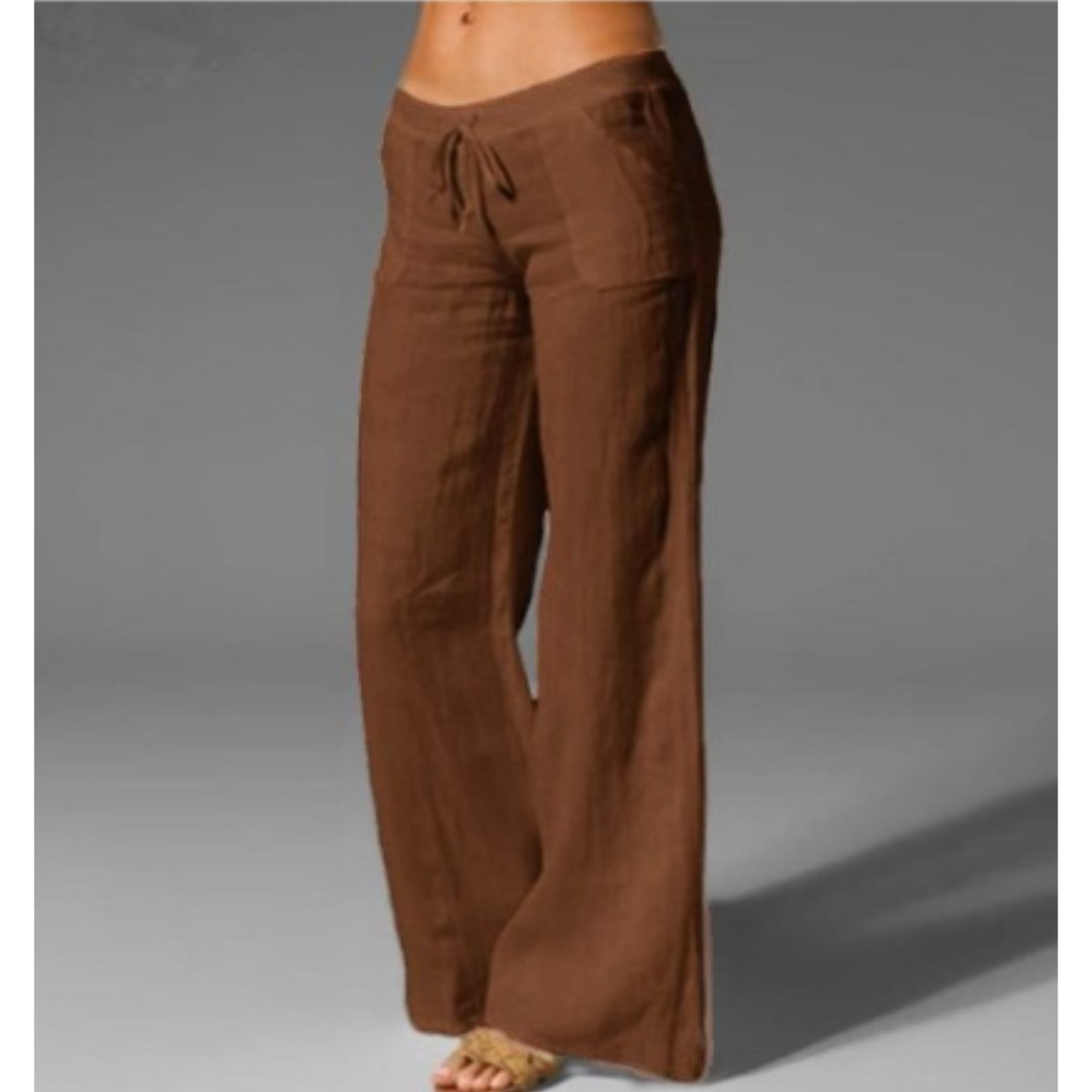 Femme portant Pantalons Clarisse | Pantalon Femme à Jambes Larges | Élégance et Confort