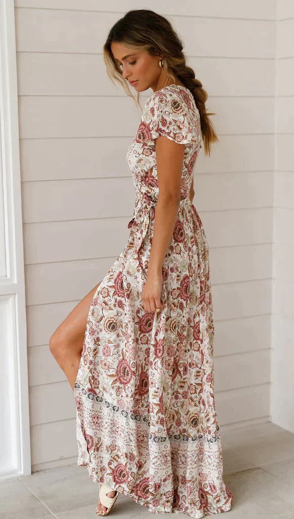 Femme portant Robes Elanara | Femme Robe Longue Vintage | Rose