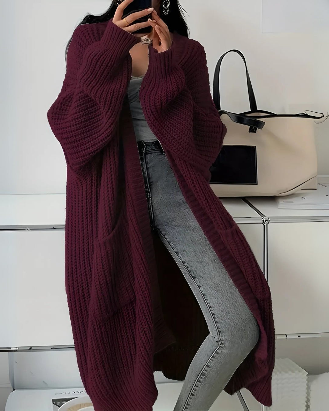 Elara | Cardigan Long Élégant - Cardigan pour femme - Achetez Chez Anabelle