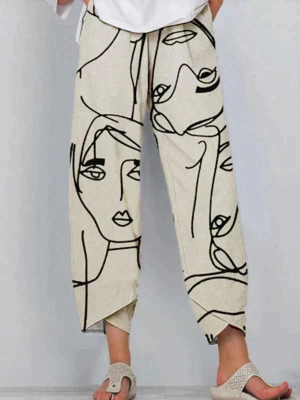 Femme portant Pantalons Eloïse | Pantalon Décontracté pour Femme | Beige