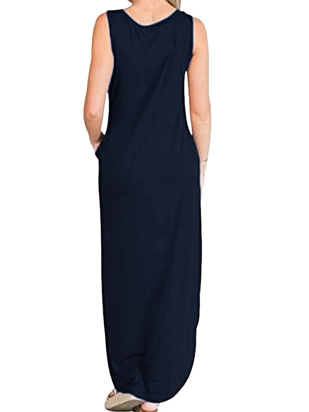 Femme portant Robes Elvianne | Robe élégante sans manches à col rond pour femme