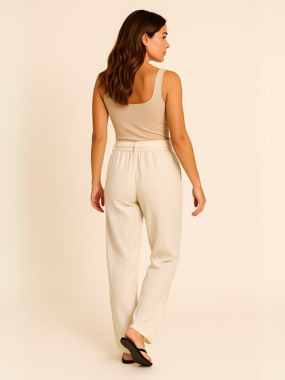 Femme portant Pantalon en lin Elviera | Pantalon en lin léger