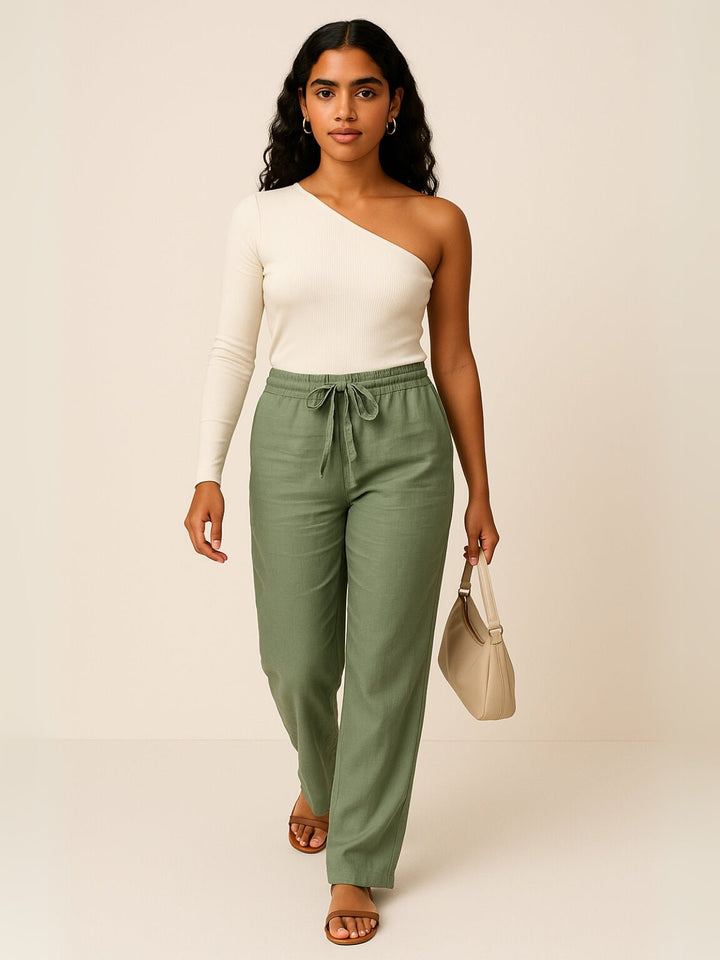 Femme portant Pantalon en lin Elviera | Pantalon en lin léger