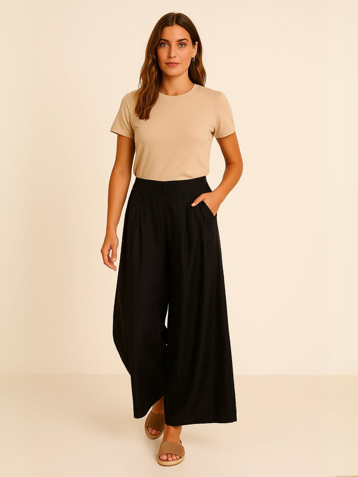 Femme portant Pantalon En Lin Elyanna | Pantalon fluide en lin léger
