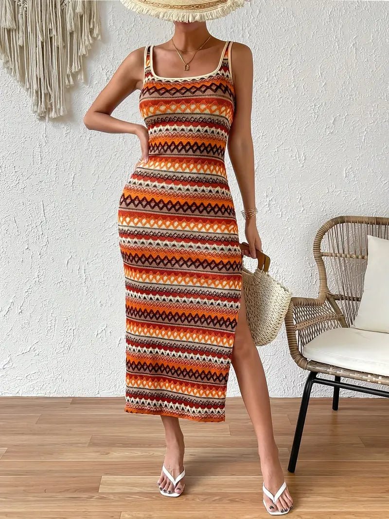 Femme portant Robes Erylea | Robe rayée sans manches élégante pour femme