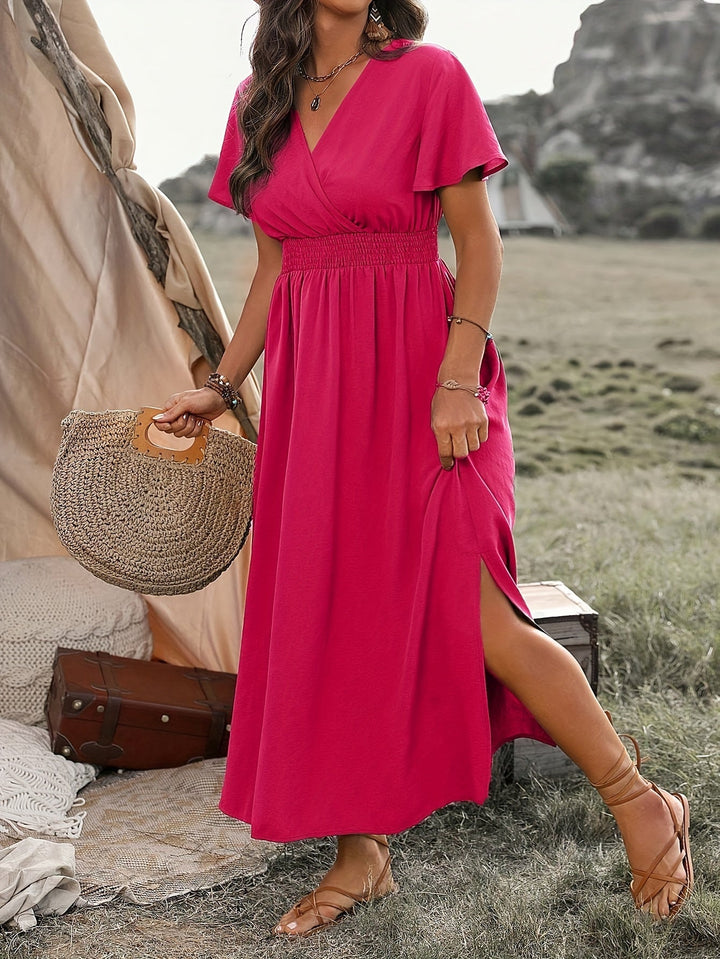 Femme portant Robes Evelindra | Femme Robe Plissée avec Taille Lacée